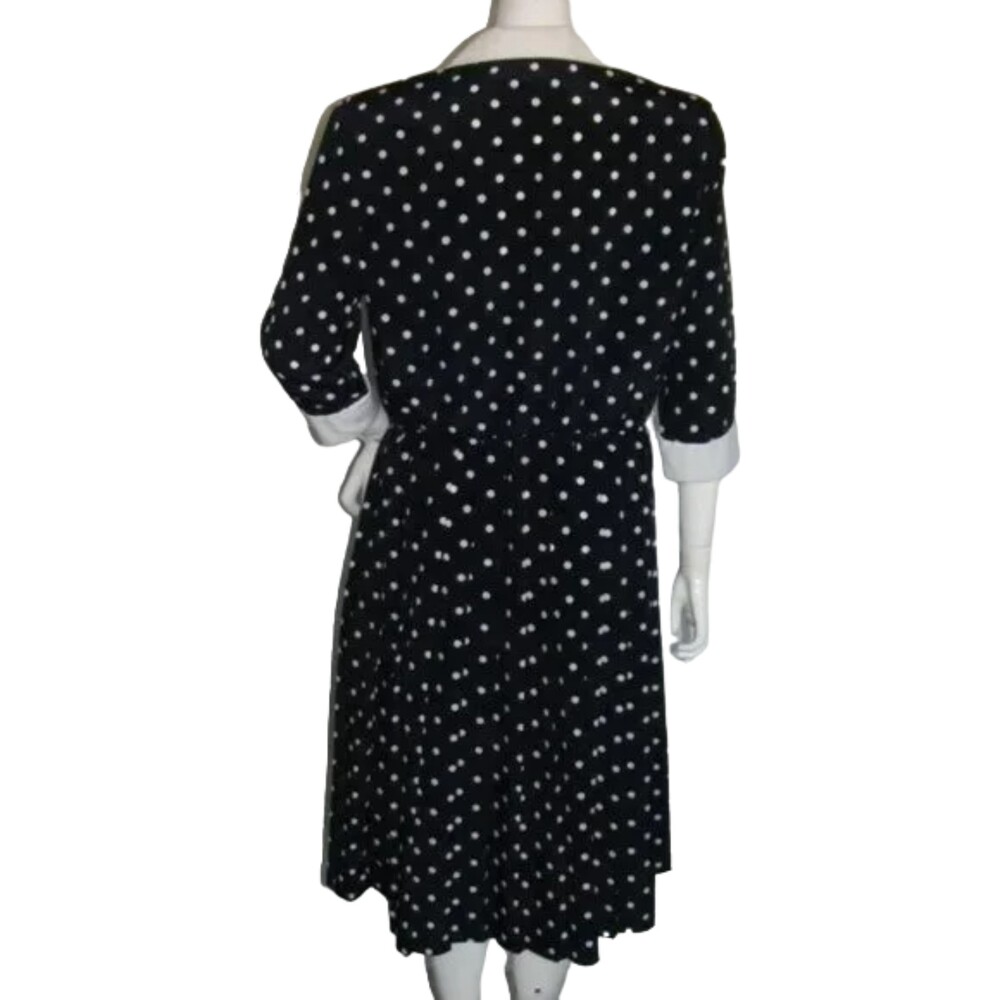 SERBIN Polka Dot Dress, 14, Navy Blue/White Polka Dots, Career, 3/4 sleeves - Picture 8 of 11